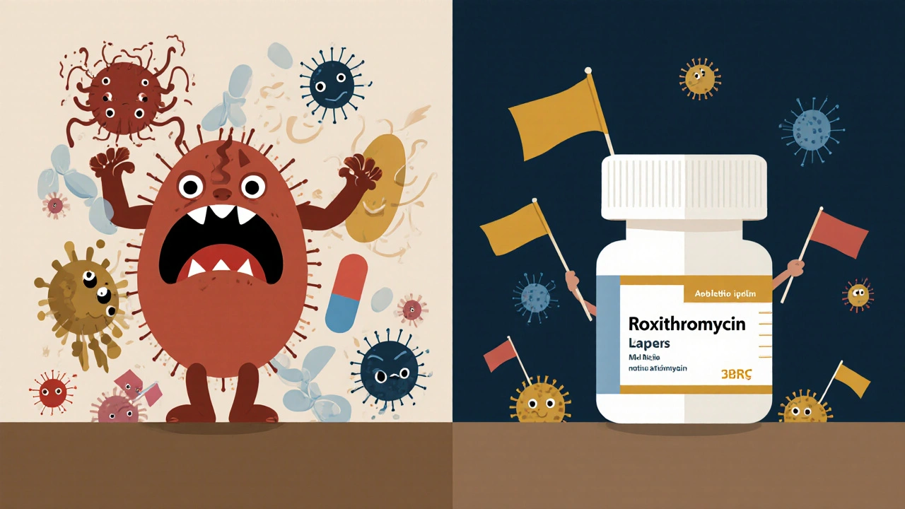 Superbugs fighting standard antibiotics while roxithromycin stands firm