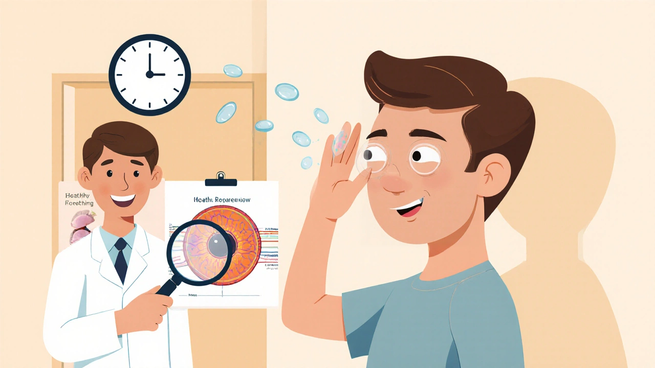 Patient moving eyes to shift floaters, with time passing and floaters fading naturally