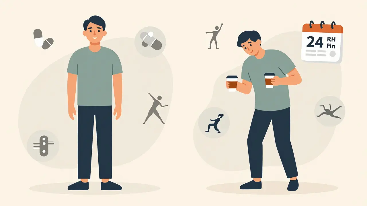 Comparison of posture after kyphoplasty and vertebroplasty, with icons for osteoporosis management and pain relief.